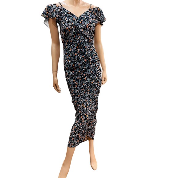 Veronica Beard Marilyn Cold Shoulder 100% Silk Dress Size 2 - Picture 7 of 14